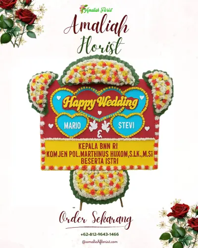 Karangan Papan Bunga Pernikahan di Lajangiru
